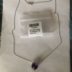 Heart amethyst sterling silver chain necklace